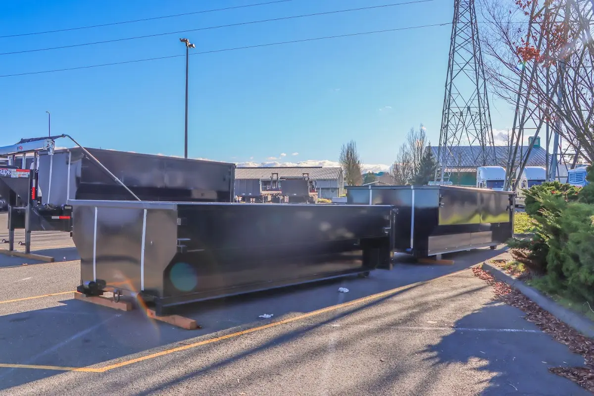 Roll-off dumpster ready for waste disposal at job site for Construction Dumpster Rental in Glen Ellyn